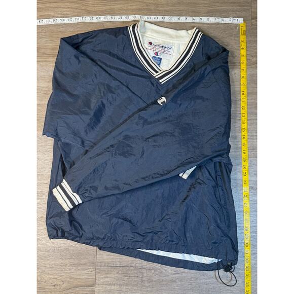Champion SHS Hawks Vintage Blue Pullover V-Neck Lined Windbreaker Jacket Size XL - Picture 4 of 5